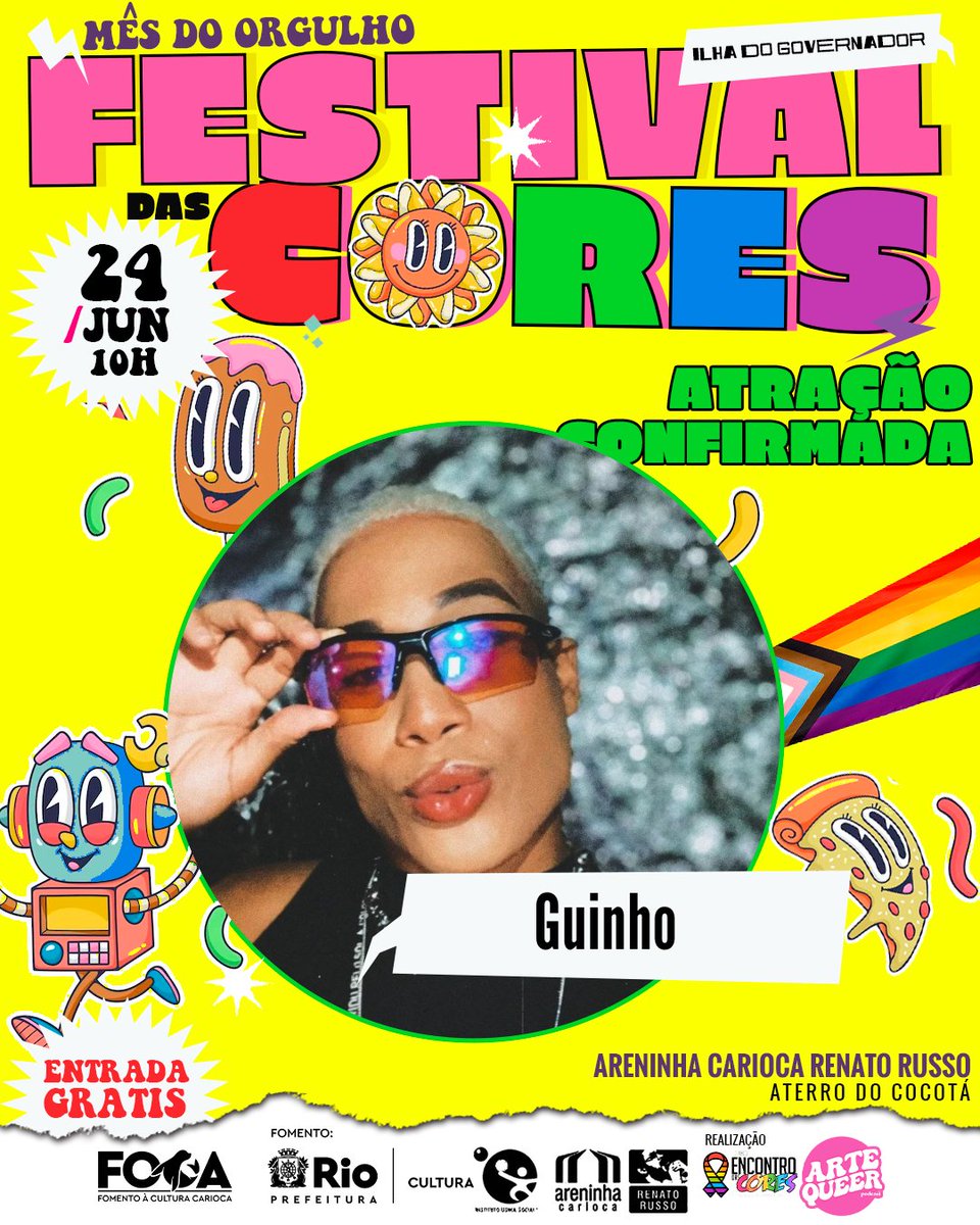 encontrocores's tweet photo. Amanhã é dia de Festival das Cores 🏳️‍🌈
Em comemoração ao mês do Orgulho convidamos o príncipe Guinho para um show com muito funk pra vocês

Quem nós vemos por lá?

Evento gratuito, a partir das 10hrs

Endereço: Areninha Carioca Renato Russo, Aterro do Cocota https://t.co/O7facJMo1F