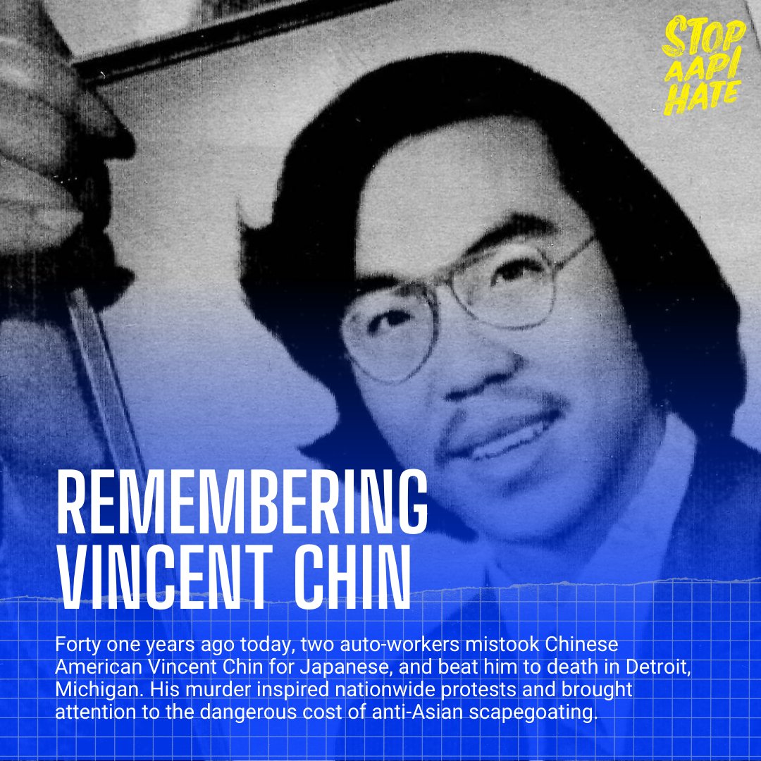#OTD in 1982, Chinese American #VincentChin died after two autoworkers mistook him for Japanese and attacked him. His murder galvanized nationwide protests and brought attention to the dangers of anti-Asian scapegoating. So, how did this happen and why does it matter? A thread.🧵