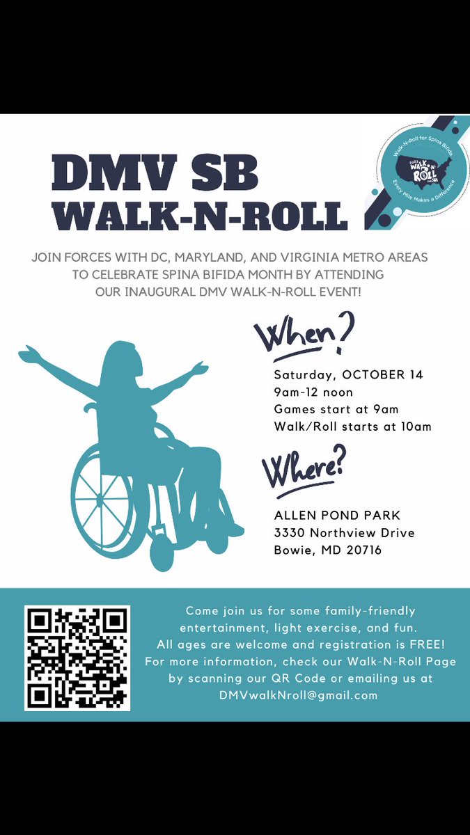 For all my DMV compadres join our <a href="/ChildrensNatl/">Children's National Hospital 🏥</a> #SpinaBifida team this October.

Can roll with us or support with a donation! 👩🏾‍🦽🧑🏻‍🦽🚶🏽‍♂️🚶🏻‍♀️🚶🏻‍♀️👨🏼‍🦽👩‍🦼🚶