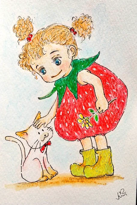 …       あたしイチゴちゃん  #イラスト #アナログイラスト #いちご #イチゴ #苺  おはようございます 今日も良き日に