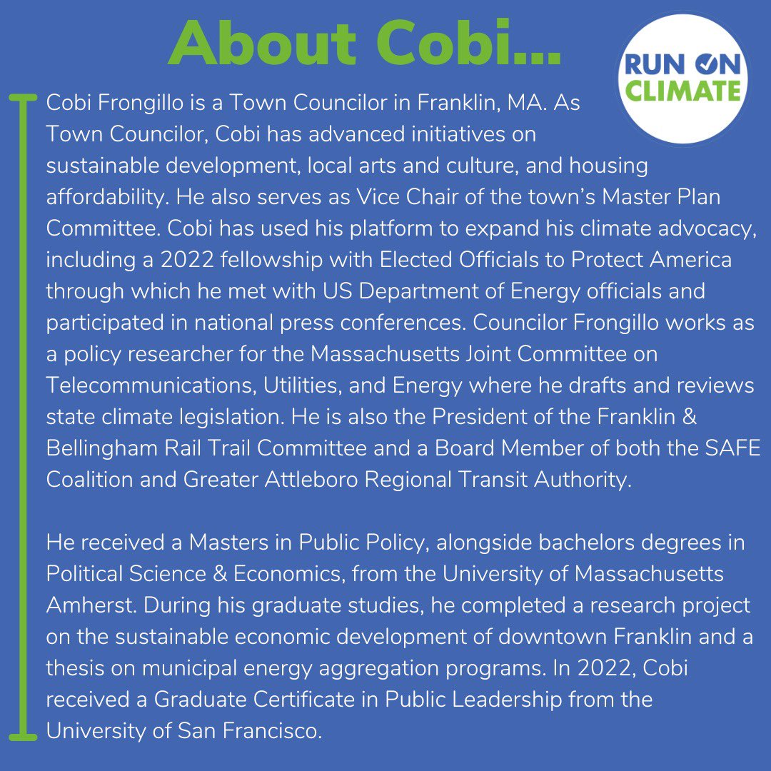 Cobi Frongillo; new member of the Local Climate Policy Network
