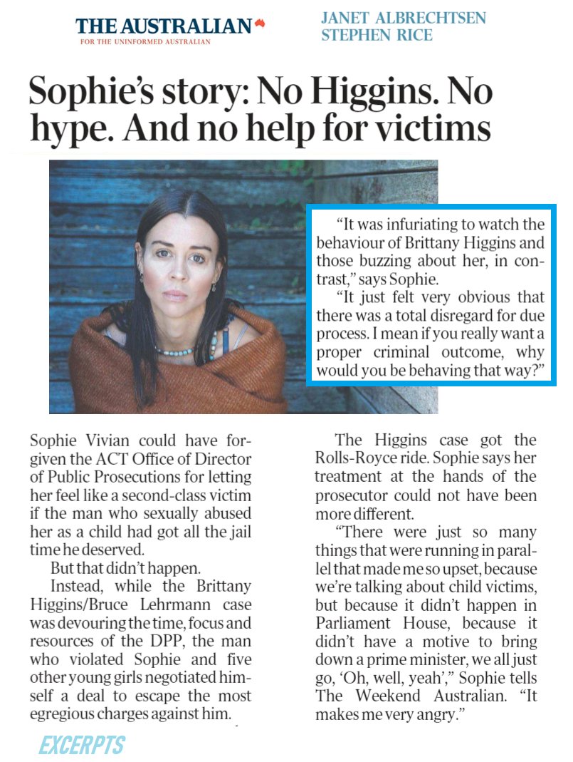 Its a sad day when one sexual assault victim is pitted against another.

The Australian exploits concerns regarding processes, outcomes & treatment from a sexual assault victim to further Rupert Murdoch's vindictive attack on Brittany Higgins and the ACT DPP.

#Auspol