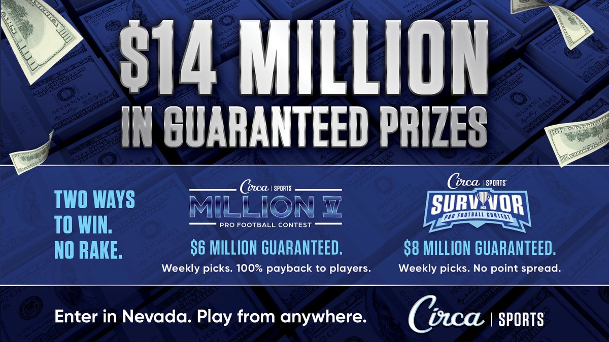 GamblingPodcast's tweet photo. Enter into the #CircaMillion contest for your chance to win $14 Million in GUARANTEED PRIZES!
For details, visit:
https://t.co/vepQr1LJhh
@CircaSports | @CircaLasVegas https://t.co/s18ACRxOsV
