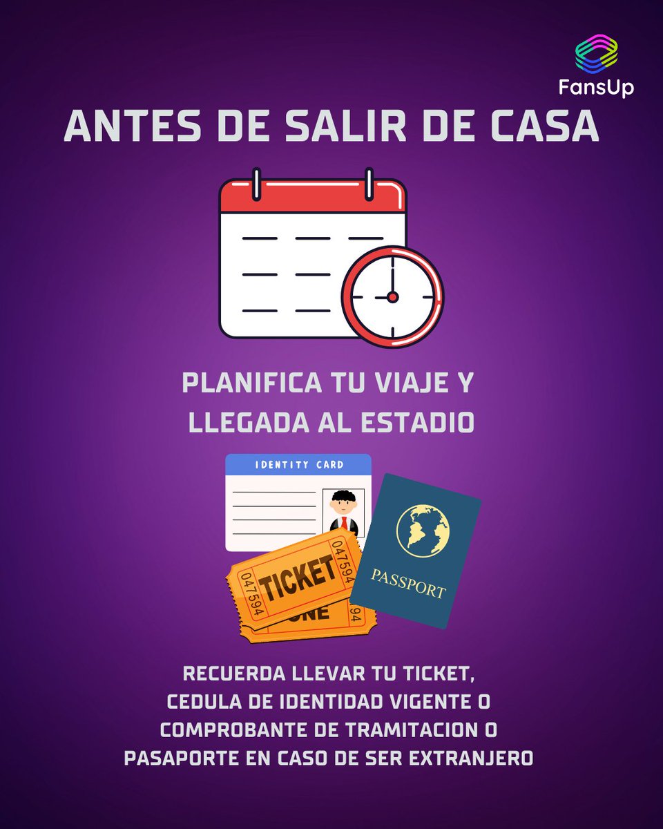FansupApp's tweet photo. CONSEJOS PARA IR A LA CANCHA.   Que mejor que disfrutar de un partido en la cancha. En FansUp te entregamos estos consejos para para que tengas una experiencia en el Estadio en una nueva jornada de #CopaChile .

FansUp un proyecto apoyado por @Corfo https://t.co/zeGOchHEZ3