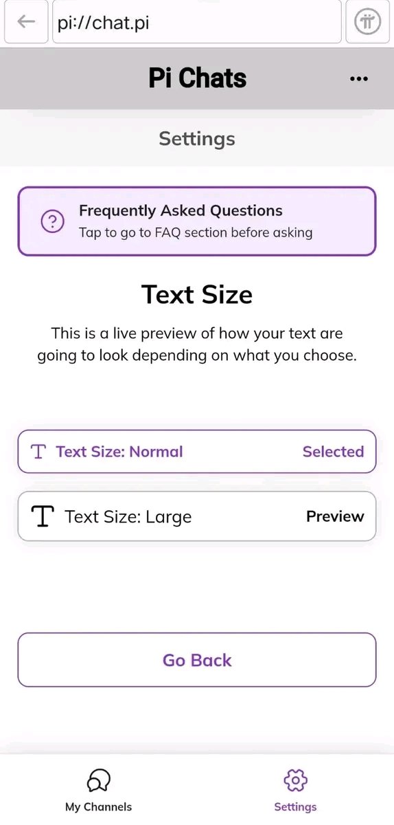 Just updated a new feature in Pi Chat by #PiCoreTeam now you can customize the font size.📳

#PiNetwork #WhatIDoForPi #Pi2Day