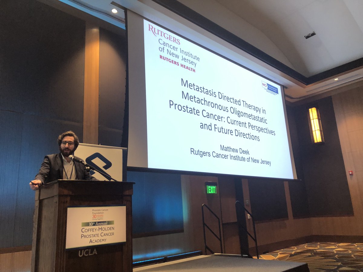 Finishing off the #radiation session is Dr. @matthewdeek presenting “Metastasis directed therapy in metachronous oligometastatic Pca: current perspectives & future directions 
#PCFAcademy