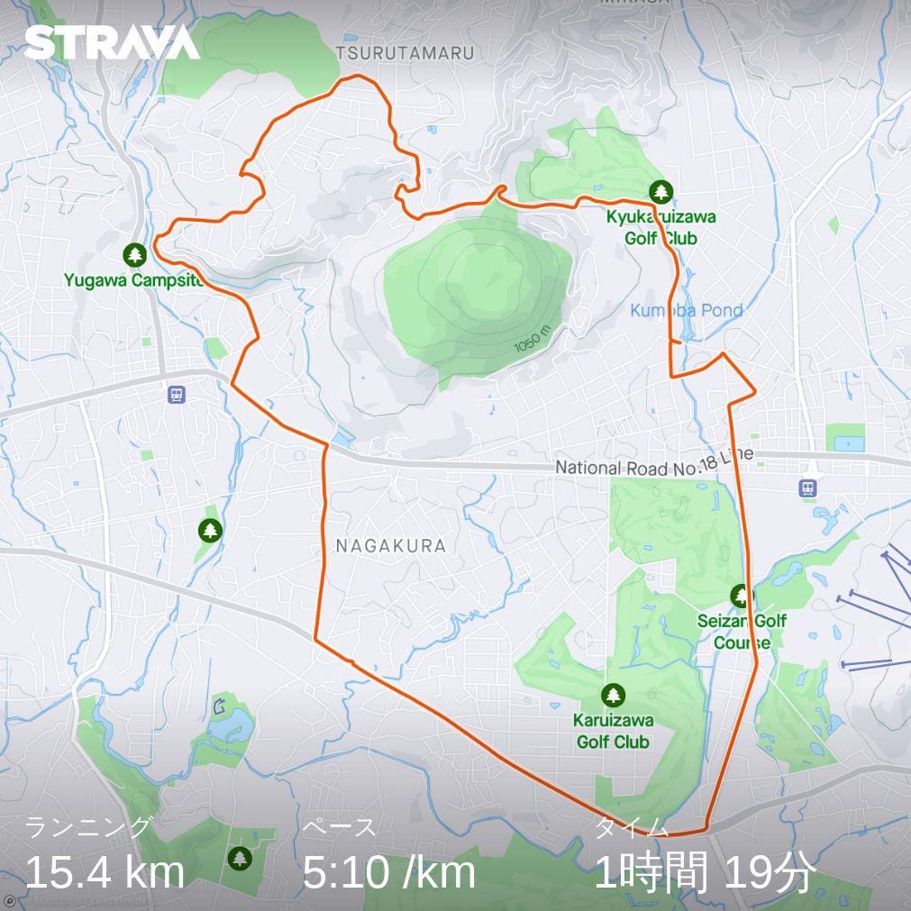 ow2im's tweet photo. コース）軽井沢ぐるり
距離）15.46km
ave） 5:10/km
獲得） 224m
感想）蒸し暑い朝。Garmin曰くHRVステータスが今週ずっとアンバランスで高い。ラン中ガク散歩中の大塚さんにお会いする。これから東京🚄なんかJR東日本でシステム障害起きてるらしい..
#KTF
#北信濃トレイルフリークス https://t.co/sIm09MBstv
