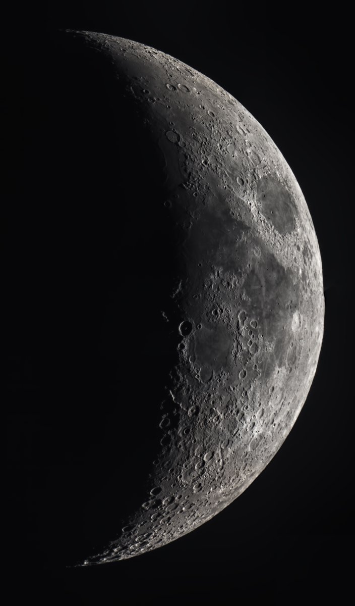 Friday's 27% waxing crescent Moon. Four panel mosaic with the Skymax 180 and Saturn-C.@MoonHourSocial #moon #Astrophotography #astronomy @ThePhotoHour