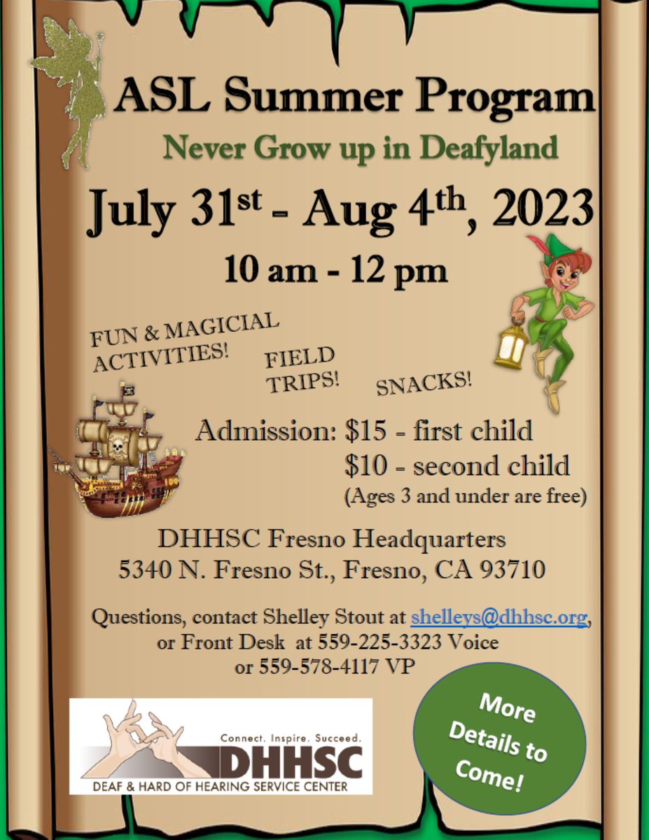 *ASL SUMMER PROGRAM IS BACK!*

- PARENTS W/ D/HH CHILDREN & CHILDREN OF D/HH ADULTS ONLY, NOT FOR PUBLIC -

Full message: instagram.com/p/Ct2bEb8yXTK/…

See you soon!

#DHHSC #ASL #AmericanSignLanguage #ASLSummerProgram #NeverGrowUpInDeafyland #Fun #Activities #FieldTrip