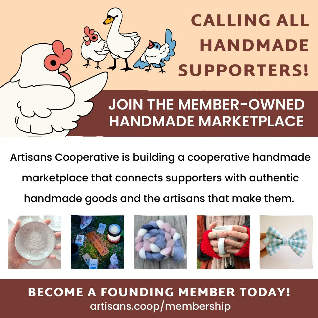 Supporters of handmade can join the Co-op too! Artisans rely on our supporters to keep doing what we do. 

Find out more about supporter membership at buff.ly/3C6ShIW

#ShopHandmade #SupportHandmade