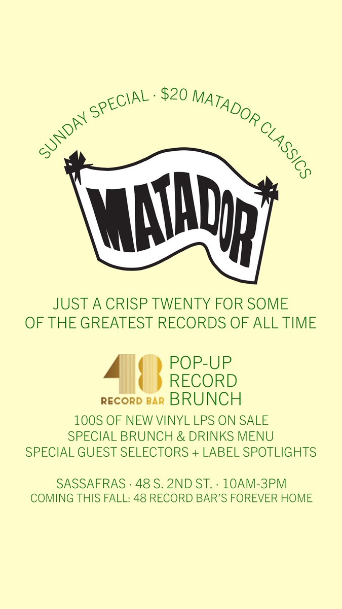 Very excited for this weekend’s #48recordbar pop-up at <a href="/SassafrasBar/">Sassafras Bar</a>!