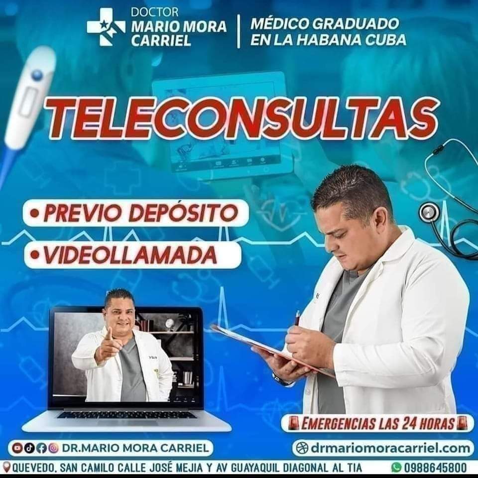 #Quevedo #losrios #ecuador #DrMarioMoraCarriel #tuconsultorioenlinea #COVID19 #secuelascovid19 #VacunasCOVID19 #secuelasvacunascovid19 #hipertensionarterial #cancer #infecciones #Dengue #InfeccionesRespiratorias #infeccionesurinarias #infeccionesintestinales #diabetes