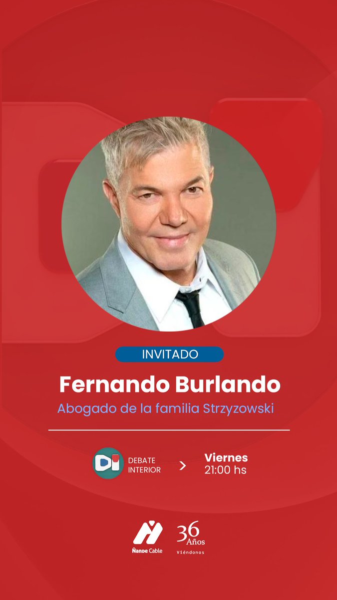 DebateInterior's tweet photo. Hoy en #DI entrevistamos a dos invitados que los une más que la política: #Celeste y @AscuaTincho . Además el caso que conmociona al país y la palabra de sus abogados @FernandBurlando y Gustavo Briend. EN VIVO 🔴 desde las 21hs por #Ñ https://t.co/cxyJDKYUZu