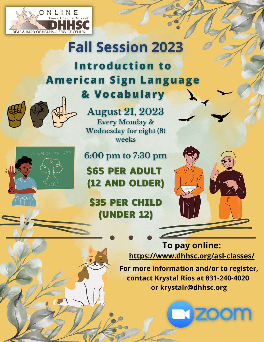 *NEW ASL CLASS IN AUGUST 2023!*

Full message: instagram.com/p/Ct2cz3Mh-RI/…

See you then!

#DHHSC #ASL #AmericanSignLanguage #Introduction #Vocabulary #Learning #Skill