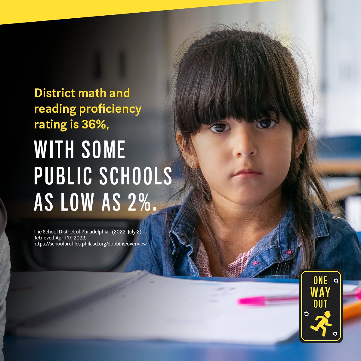 Education is not a level playing field for all students in PA. With nearly the worst opportunity gaps in the country and unacceptable math &amp; reading proficiency ratings of 2% or less in some public schools, students need a way out. #LifelineScholarships
onewayoutpa.com