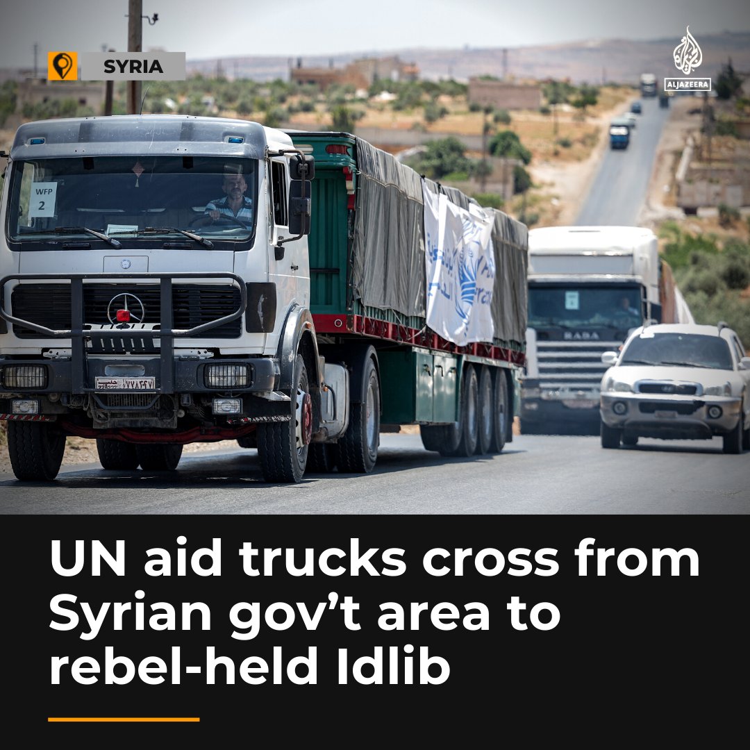 Ten trucks carrying UN aid have entered Syria’s last rebel-held enclave from gov't-held territory for the first time since February's earthquake aje.io/77bjie