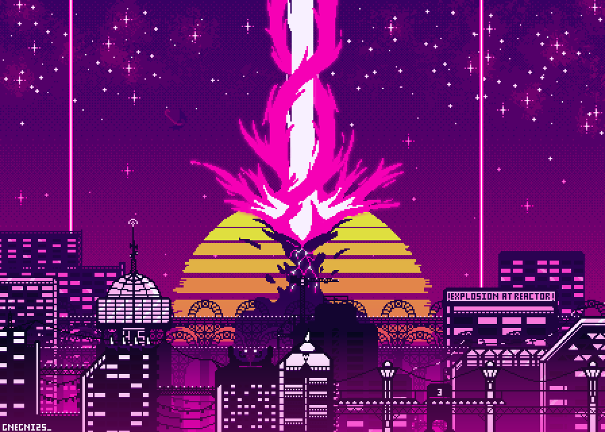 Explosion at the reactor.

#pixelart #pixelartist #aseprite #vaporwave