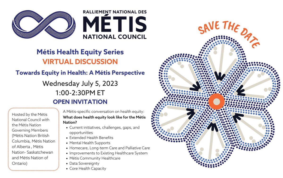 MNC_tweets's tweet photo. Register today for this virtual discussion on Métis Health Equity.
https://t.co/gUiz8b5QcC https://t.co/wW6Bh9zGXI