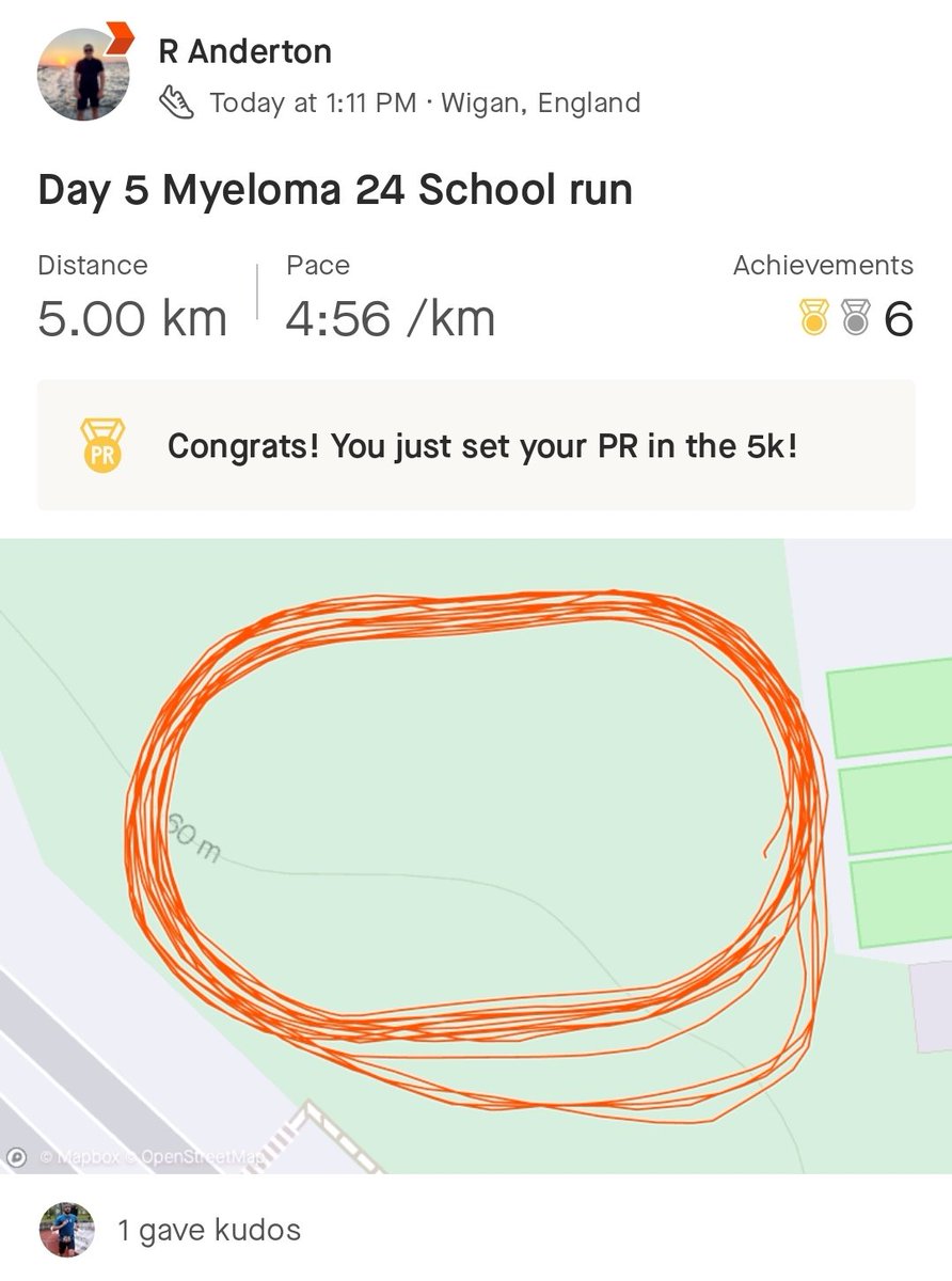 Final one of the schoolweek for Mr Anderton. 2 more runs for <a href="/MyelomaUK/">Myeloma UK</a> Once again, thank you to everyone <a href="/byrchall/">Byrchall High School</a> for your efforts and donations towards a fantastic cause. Have a great weekend