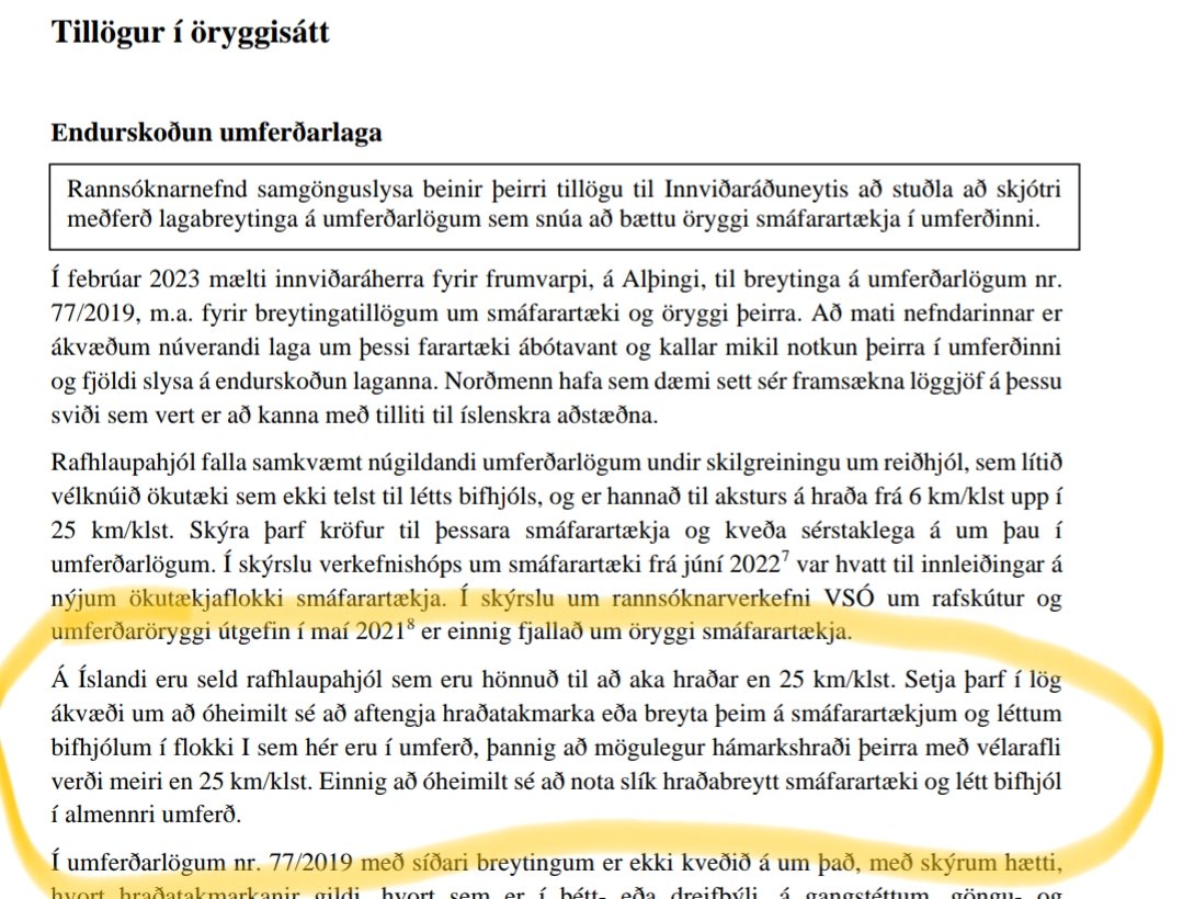 Af hverju fer rannsóknarnefnd samgönguslysa ekki fram á að settur sé búnaður í alla bíla að þeir komist ekki hraðar en 90km hraða á sama hátt og að rafmagnshjól komist ekki hraðar en 25km hraða?