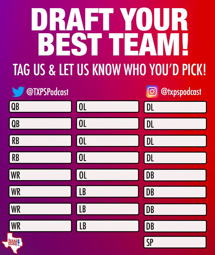 The TXPS fantasy draft is officially complete! Who drafted the best team? Vote in the poll below to settle it👇🏽👇🏽

You can also draft your own team and tag us to see if your squad can beat ours! Make sure to tag us in your submissions👀