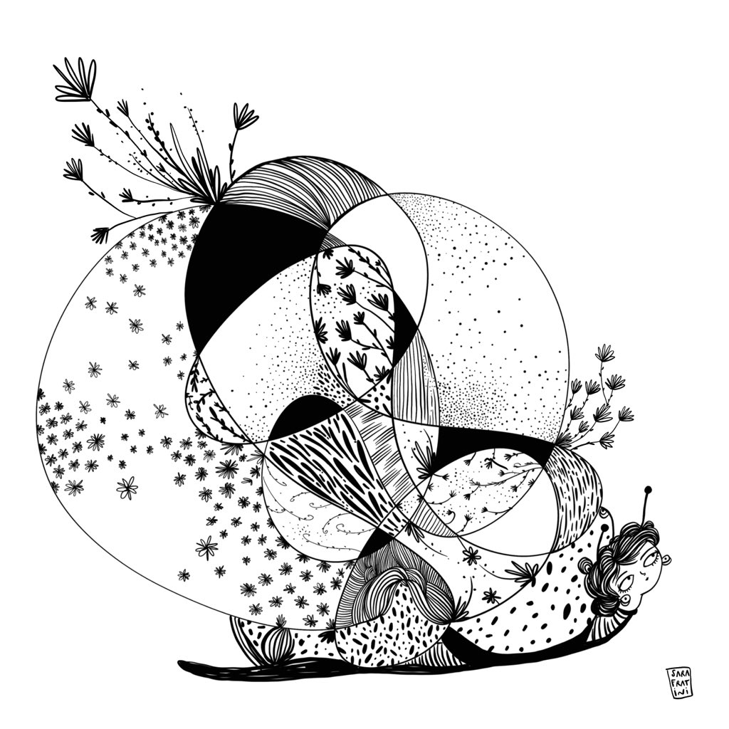 Me gusta dibujar sin pensar, sin un fin. Así el dibujo se convierte en el camino a descubrir. 
Llego a esquinas de mi mente que tenía olvidadas, a recuerdos, sueños. Por un segundo alcanzo el futuro, lo cojo por los pelos y le pregunto qué tal.