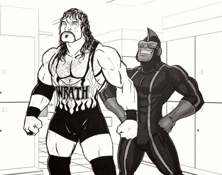 MrTonyMaurizio's tweet photo. .@RealBryanClark #Wrath isn't even colored yet and #HFGMan is trying to bring him a coffee/challenge him to a fight in the locker room! @upwvideogame @HalHaneyArt @WGimbles @stevisuals #UPW https://t.co/FpoPdWyQTj