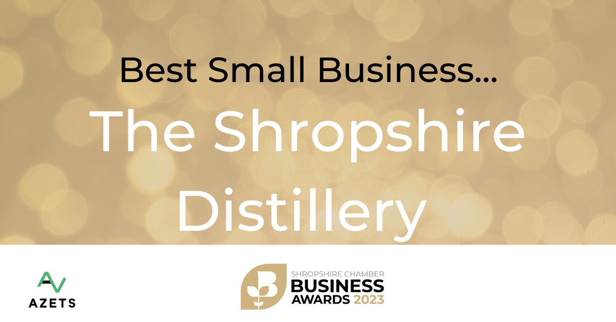 Shropshire Chamber Business Awards 2023 (@scba2023) on Twitter photo The winner of our BEST SMALL BUSINESS award is <a href="/shiregin/">The Shropshire Distillery</a>!
Well done to all of the finalists! 👏
Thank you <a href="/AzetsUK/">Azets UK</a> for sponsoring this award.
#SCBA2023 The winner of our BEST SMALL BUSINESS award is <a href="/shiregin/">The Shropshire Distillery</a>!
Well done to all of the finalists! 👏
Thank you <a href="/AzetsUK/">Azets UK</a> for sponsoring this award.
#SCBA2023