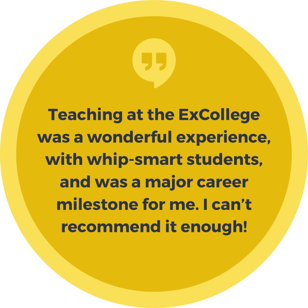ExCollege's tweet image. The ExCollege offers small, participation-based courses that go beyond the traditional classroom. Read what past instructors have to say about their experiences!

Applications to teach in Spring 2024 close on August 14th, 2023.
Apply today: lnkd.in/etJC8TV9

#HigherEdJobs