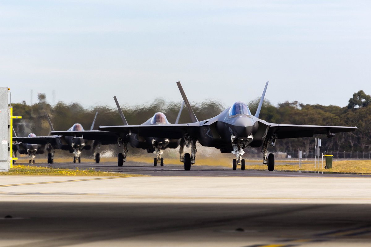 3rdmaw's tweet photo. #Marines from #VMFA314, 3rd MAW, flew 4 F-35C Lightning II jets from #California to #Australia! They flew >7,800 miles with #aerialrefueling and 4 stopovers enroute. This is a first for @USMC F-35Cs. The VMFA314  Black Knights are poised to train alongside our Australian #Allies. https://t.co/njo4L8K0AG