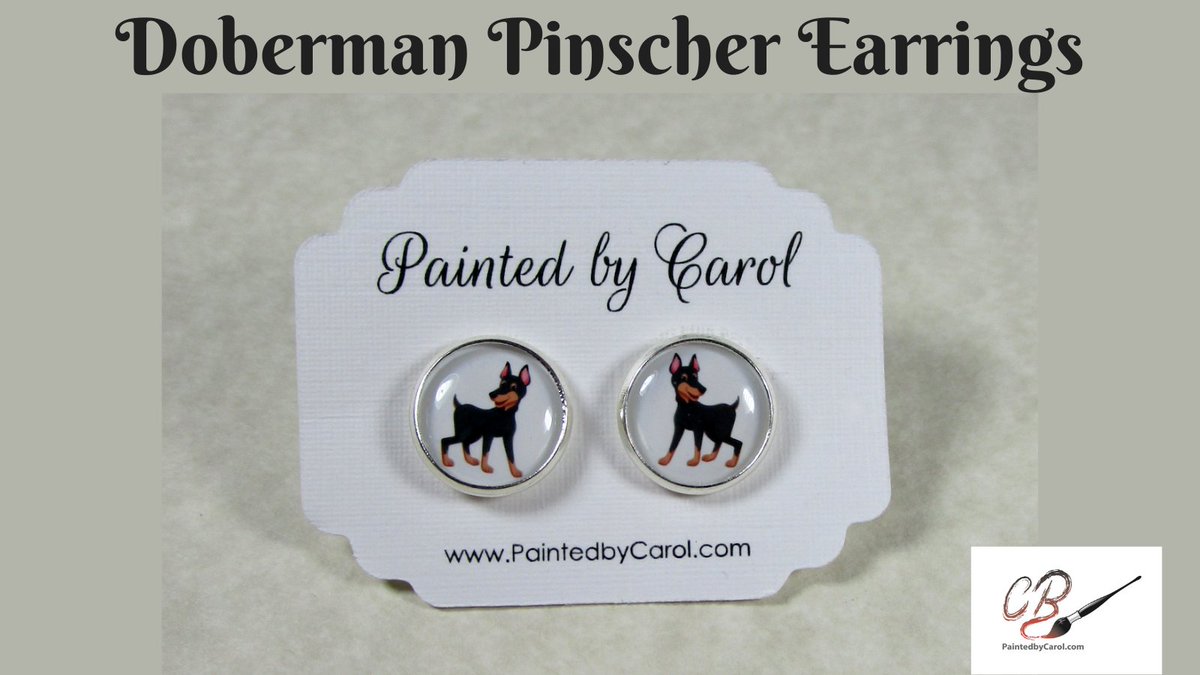 How cute is our Doberman Pinscher? These earrings ship from our Etsy shop the next business day. Matching Pendant, too. We have more than 80 breeds and hundreds of exclusive designs. #DobermanPinscher #DogShow #PottiJune232023 etsy.me/42kaltK