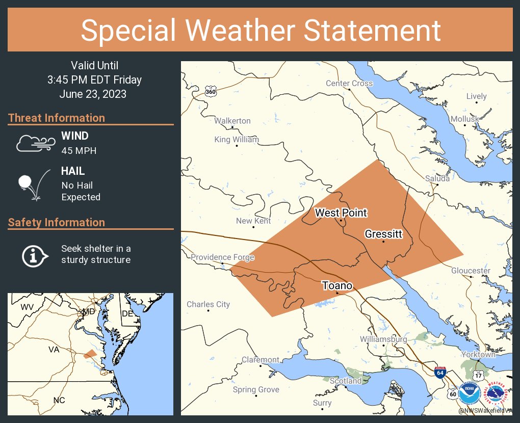 NWS Wakefield on Twitter "A special weather statement has been issued