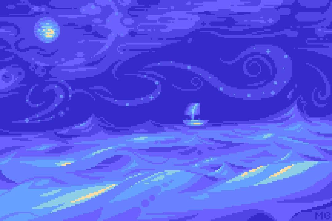 Something simple this week again. Lots of blue lately XD

#pixelart #art #bit #artontwitter #digitalart #artist #pixels #aseprite #pixelartist  #pixel #blue #ocean #sail