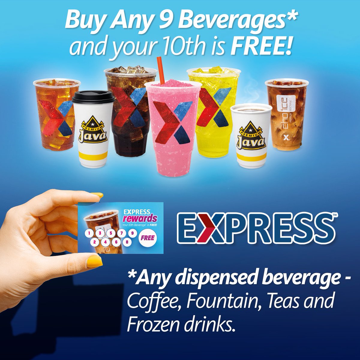 Get ready to enjoy even more perks with our Express Rewards Card! Redeem points for fountain drinks, frozen beverages and tea as well as hot, iced and cold-brew coffee. Get yours now at the Kittyhawk and Area B Express! #wpafb #wrightpattexchange #summerdrinks #expressrewardscard