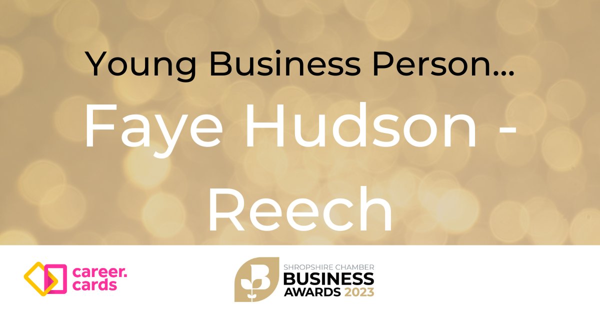 Shropshire Chamber Business Awards 2023 (@scba2023) on Twitter photo The winner of our YOUNG BUSINESS PERSON award is Faye Hudson from Reech!
Well done to all of the finalists! 👏
Thank you <a href="/career_cards/">career.cards</a> for sponsoring this award.
#SCBA2023 The winner of our YOUNG BUSINESS PERSON award is Faye Hudson from Reech!
Well done to all of the finalists! 👏
Thank you <a href="/career_cards/">career.cards</a> for sponsoring this award.
#SCBA2023