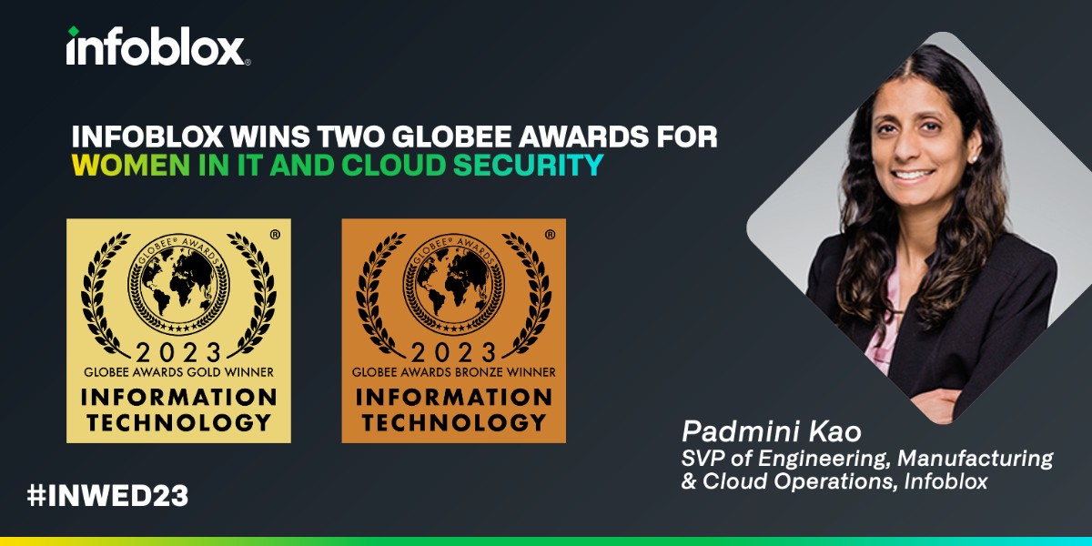 Infoblox celebrates the #womeninengineering of Infoblox and worldwide this #womeninengineering Day! 💪 ICYMI: We're honored to have recently won two @GlobeeAwards for Women in IT and Cloud Security! fal.cn/3zmhe

#inwed23 #womeninit #womeninbiz #womenincyber