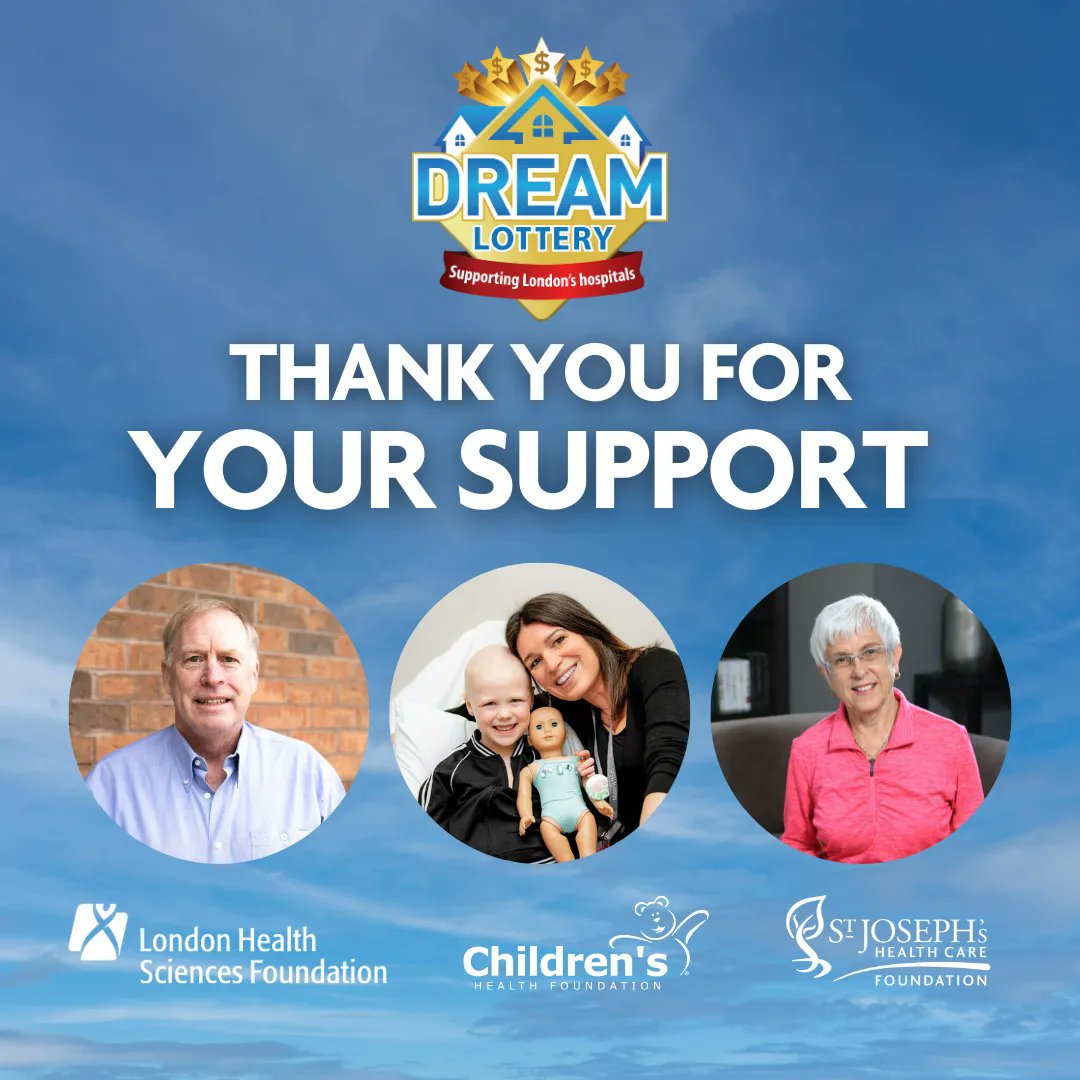 We want to thank all who purchased tickets in the 2023 Spring Dream Lottery!

Feel good knowing your dollars directly support patient care, equipment, research, and education in London's hospitals!

Check to see if you're a winner now! 

bit.ly/43V1oZA