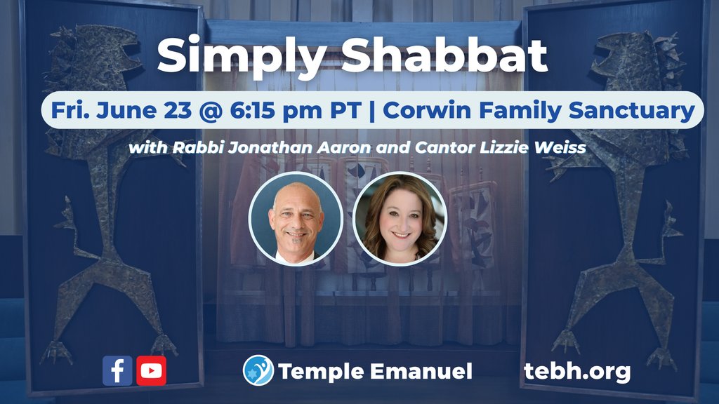 TempleEmanuelBH's tweet photo. Please join Rabbi Jonathan Aaron, Cantor Lizzie Weiss, and your Temple Emanuel community tonight at 6:15 p.m. for Simply Shabbat.⁠

Join us virtually here: https://t.co/nxolnXSHXs https://t.co/LoZX2v2rWf