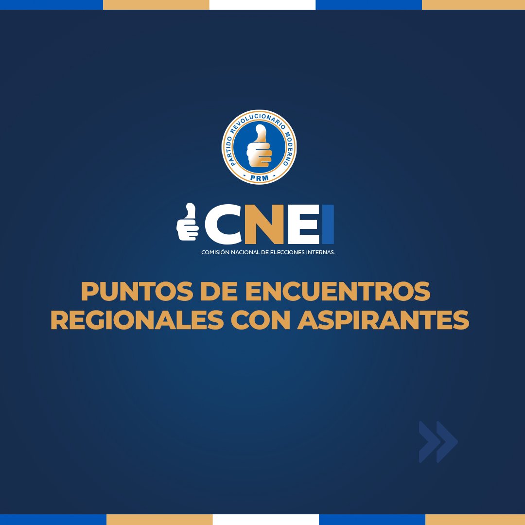 PRM_Oficial's tweet photo. Conoce los puntos de los encuentros regionales de socialización de nuestra Comisión Nacional de Elecciones Internas (CNEI) con aspirantes, a realizarse este sábado 24 y domingo 25 de junio. 

➡️Desliza para saber las provicias convocadas, hora y lugar exacto de cada encuentro. https://t.co/bFNllA1fSu