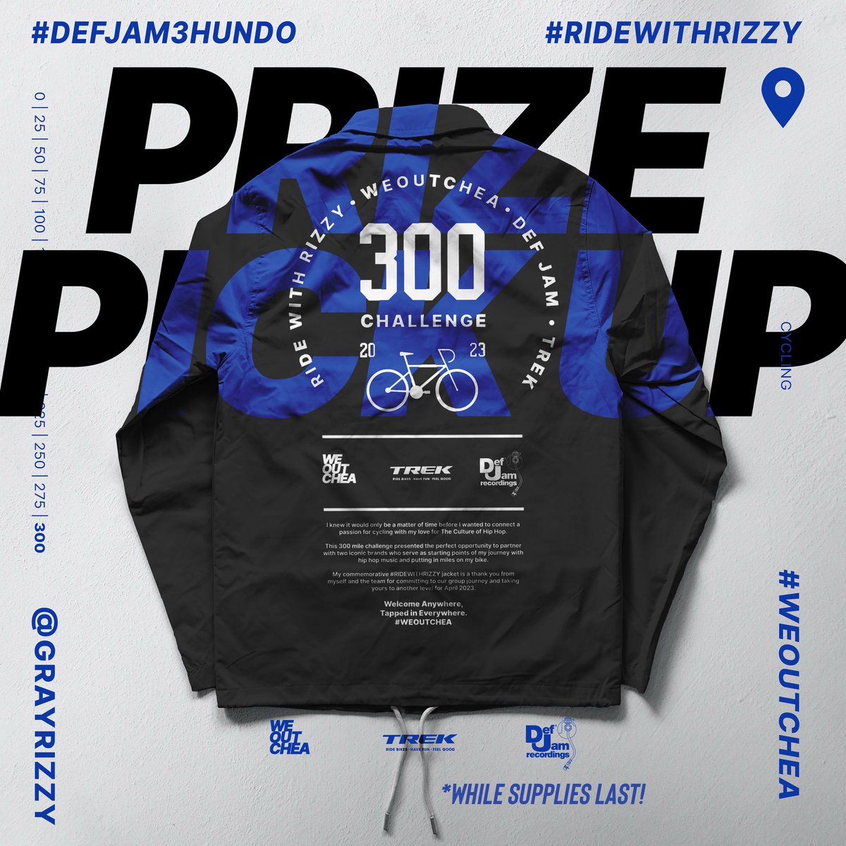 GrayRizzy's tweet image. YOU’VE HIT THE GOAL, TIME TO REAP THE REWARD! #RIDEWITHRIZZY Prize Pack Pickup next Tues 6/27 4p @ TREK Summit, 348 Springfield Ave Summit, NJ 07901. Thanks to our partners @TrekBikes &amp;amp; @defjam!  #WEOUTCHEA @psreroute 💯