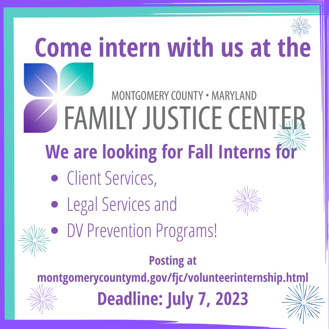 mocodvcc (@mocodvcc) on Twitter photo Calling college students! Come intern at the Family Justice Center this fall! montgomerycountymd.gov/fjc/volunteeri…
<a href="/montgomerycoll/">Montgomery College</a> <a href="/UMDCareerCenter/">University Career Center & The President's Promise</a> <a href="/UatShadyGrove/">The Universities at Shady Grove</a> Calling college students! Come intern at the Family Justice Center this fall! montgomerycountymd.gov/fjc/volunteeri…
<a href="/montgomerycoll/">Montgomery College</a> <a href="/UMDCareerCenter/">University Career Center & The President's Promise</a> <a href="/UatShadyGrove/">The Universities at Shady Grove</a>