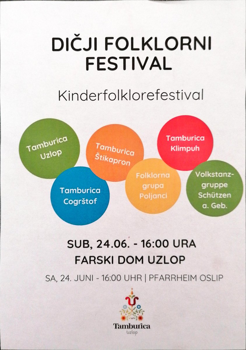Oslip_Uzlop's tweet image. KINDERFOLKLOREFEST DER TAMBURICA #Oslip
DIČJE FOLKLORNO OTPODNE TAMBURICE UZLOP
24/06/2023
