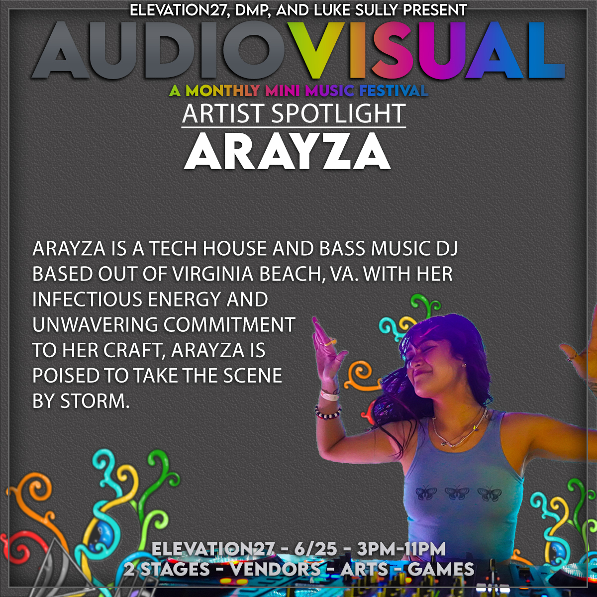 DMPVirginia's tweet photo. 2 days until Audio / Visual Minifest!

@arayza333  joins us there!

See you Sunday!

***Purchase Tickets https://t.co/FdBWTcbrGF*** https://t.co/pj0JzjMzRG