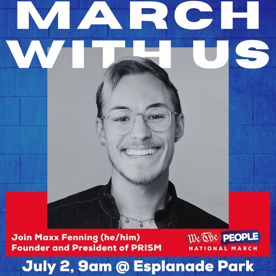Get ready to fight for human rights on July 2! 

PRISM is taking part in #WeThePeople Coalition's National March to protest Florida's discriminatory legislation. #MarchForDemocracy

Catch @MaxxFenning at Espande Park ✊🏳️‍🌈