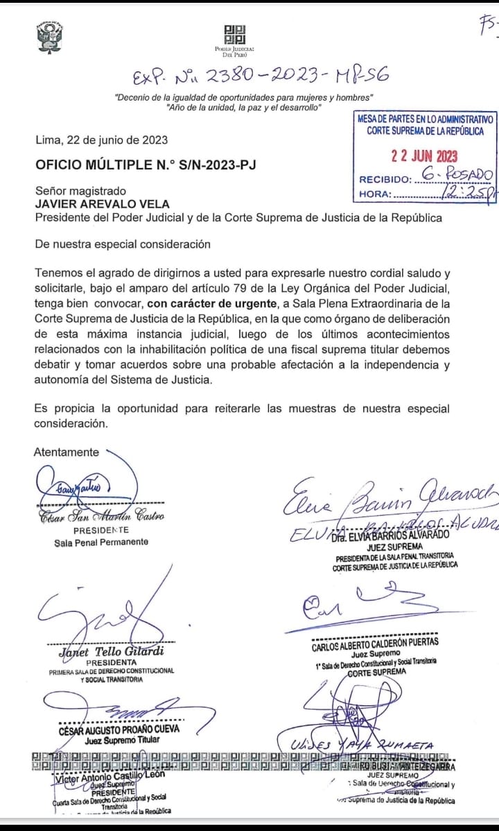 #Alerta el @Poder_Judicial_ no puede emitir pronunciamiento alguno pues hay un proceso penal en curso y puede llegar a la Corte Suprema. Menos puede interferir en competencias exclusivas y excluyentes del @congresoperu , lo dejo claro el @TC_Peru .