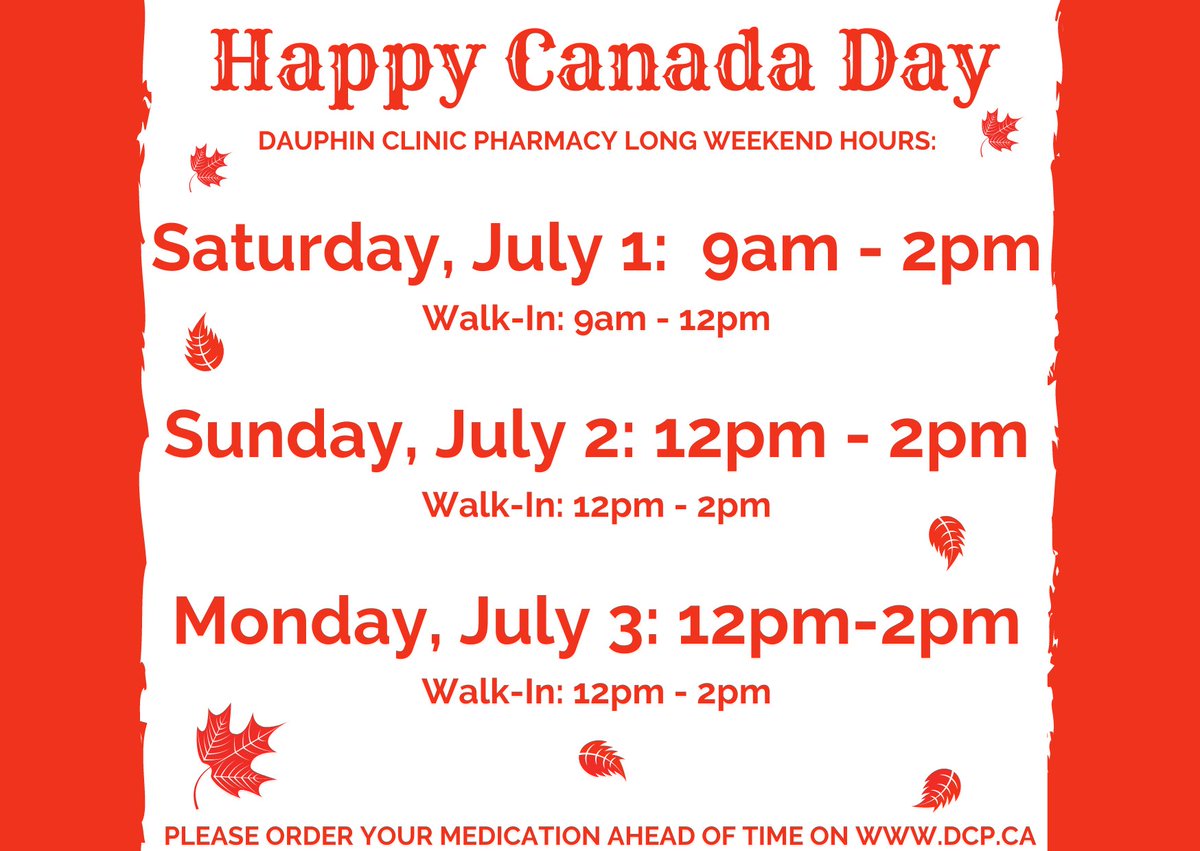 Our long weekend hours below! Order ahead online dcp.ca!
