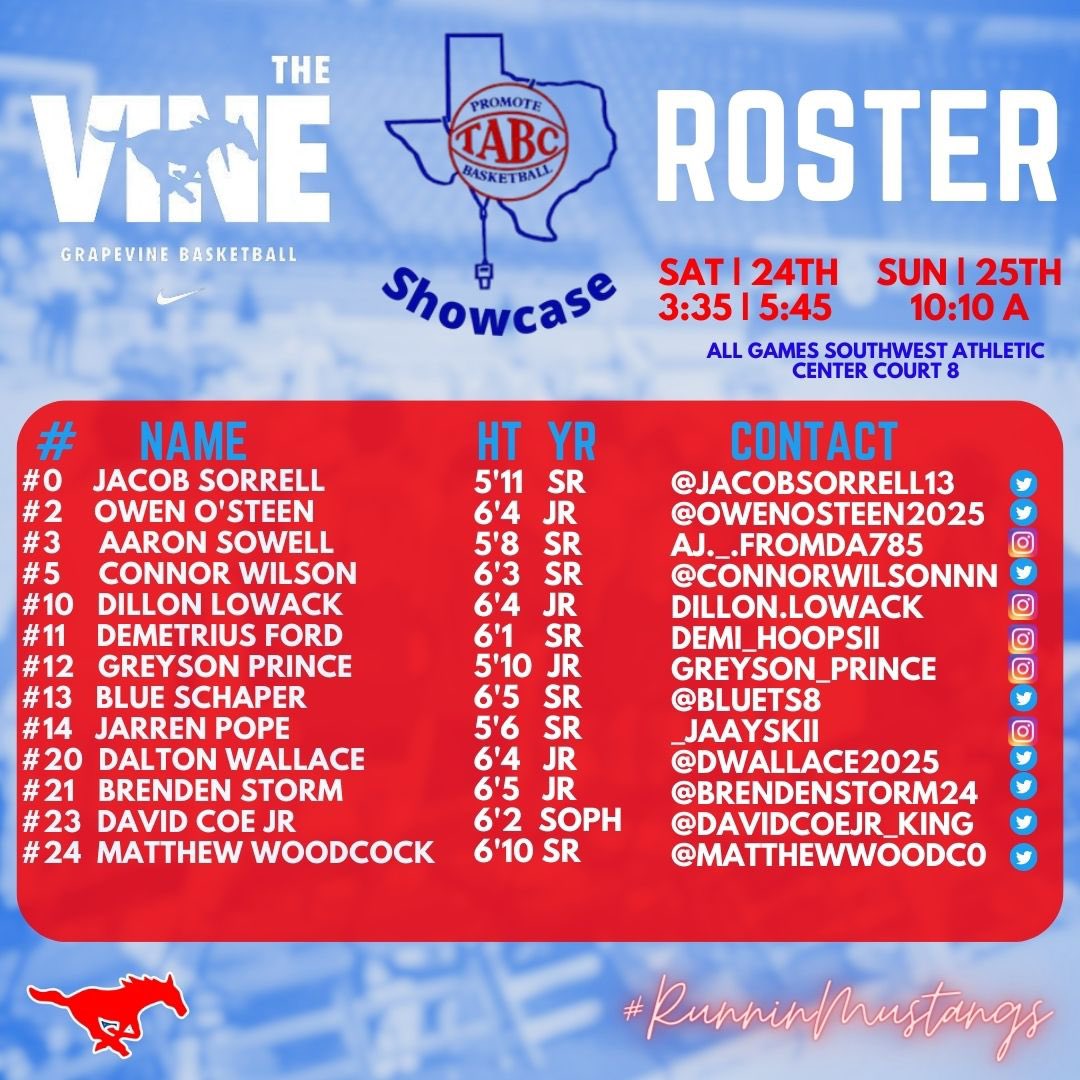 #TABCShowcase Roster for this weekend… #RunninStangs