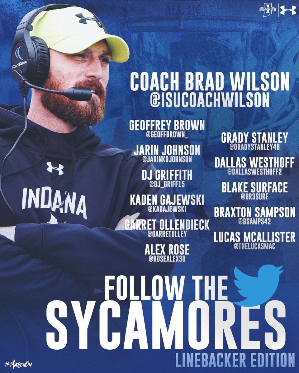 Just inside 🔟 weeks from kickoff at Memorial Stadium.

Get to know the Sycamores and keep up-to-date by giving our guys a follow today!

We've got the linebackers led by @ISUCoachWilson

#MarchOn | #LeaveNoDoubt