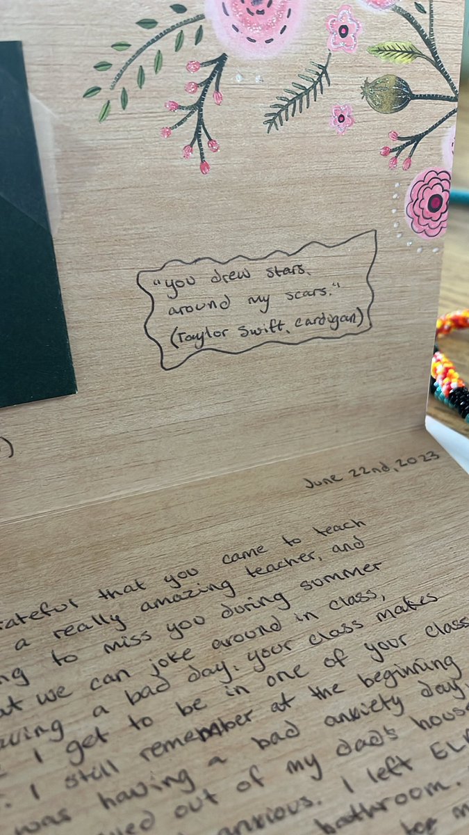 kiahholness's tweet photo. This is why we teach. And to quote TAYLOR SWIFT TOO?!? Come on! I’m sure @mspaigehamann would appreciate this one in particular!🪩🧚🩷 https://t.co/mmLQBzjxjF