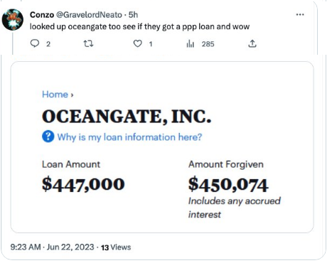 The US won't #CancelStudentDebt but it will cancel #OceansGate billionaires' debt, which they didn't even need.